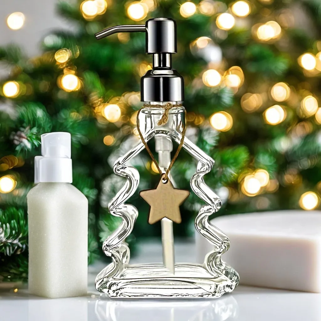 

Bathroom Soap Dispensers Xmas Tree Shape Refillable Lotion Shampoo Shower Gel Holder Portable Travel Dispenser Empty Pump Bottle