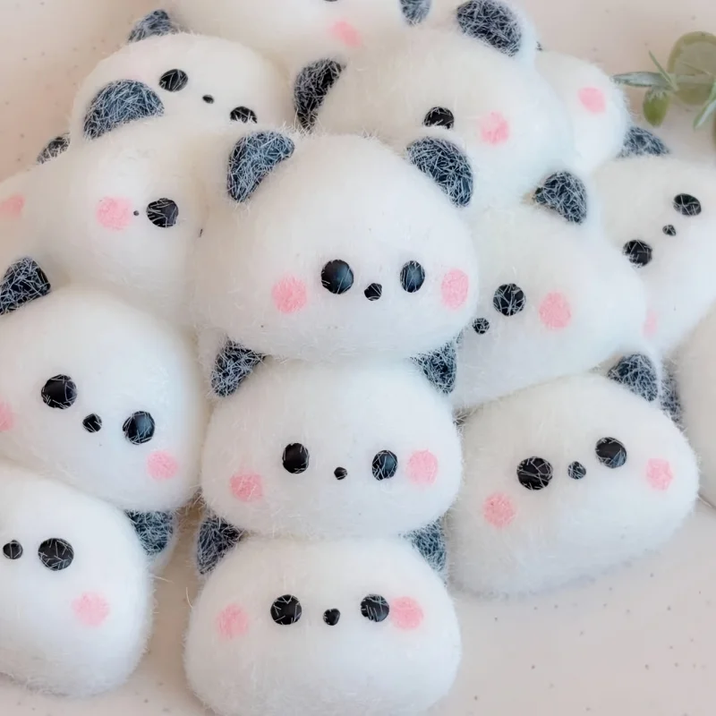Trois Panda mignon connecté tête à tête, endormi, peluche douce, jouet à presser, couleur blanche, pour Halloween, pâques, cadeau du nouvel an