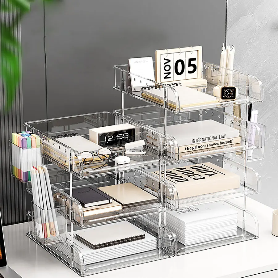 

Настольный стеллаж для хранения, настольные канцелярские товары и двухслойный стеллаж для хранения разных вещей, офисный ящик для хранения, стеллаж для студенческих файлов