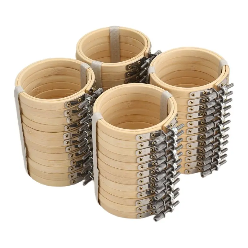 

Retail 48 Piece Embroidery Hoop Mini Embroidery Hoop Bamboo Round Hoop Wood Color For DIY Craft Needlework, Sewing And Crafts 8C