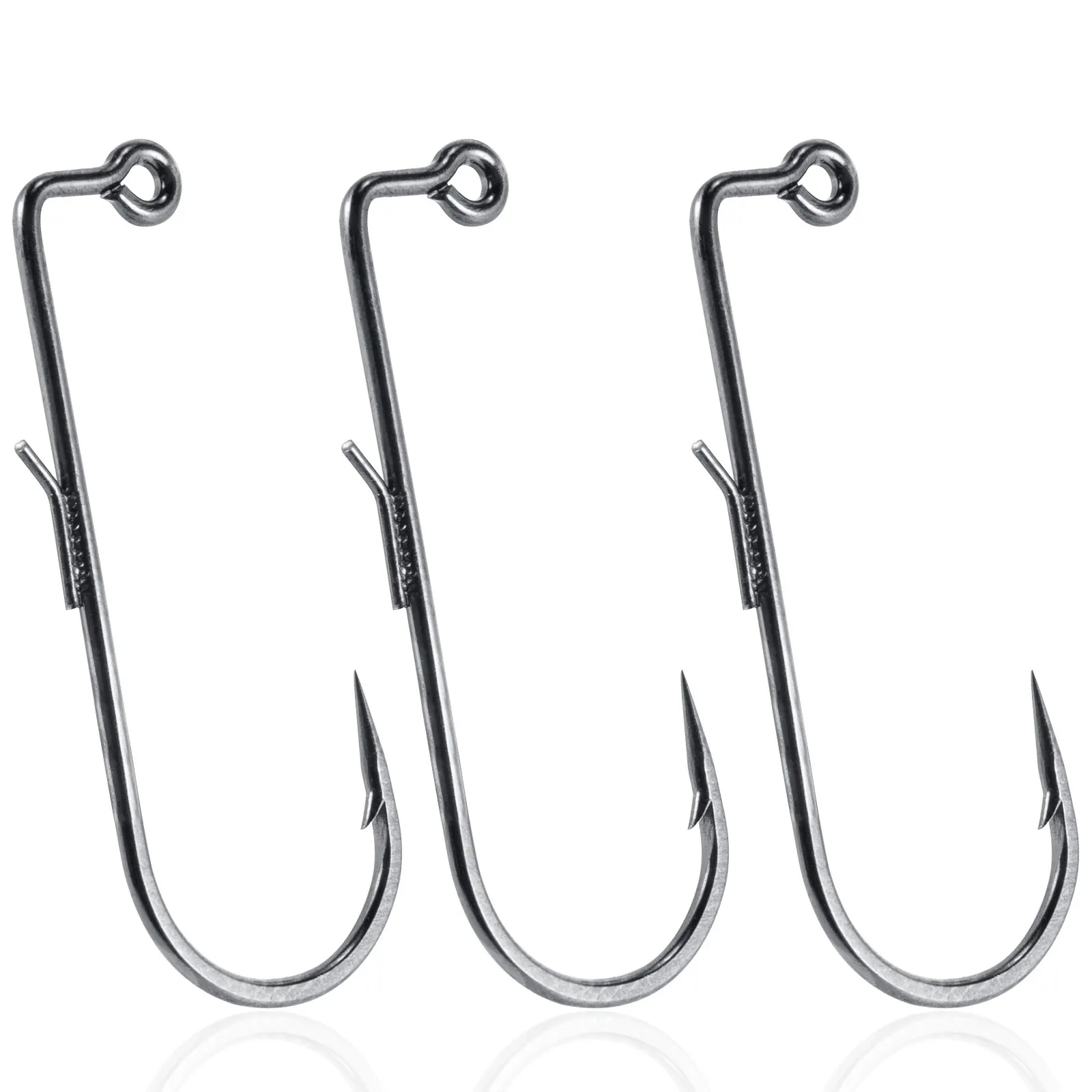 

10pcs Baitholder Fishing Jig Hooks Aberdeen Fishing Hook 90 Degree Round Bend Long Shank Hook Bait Keeper Worm Hook Neko Rig