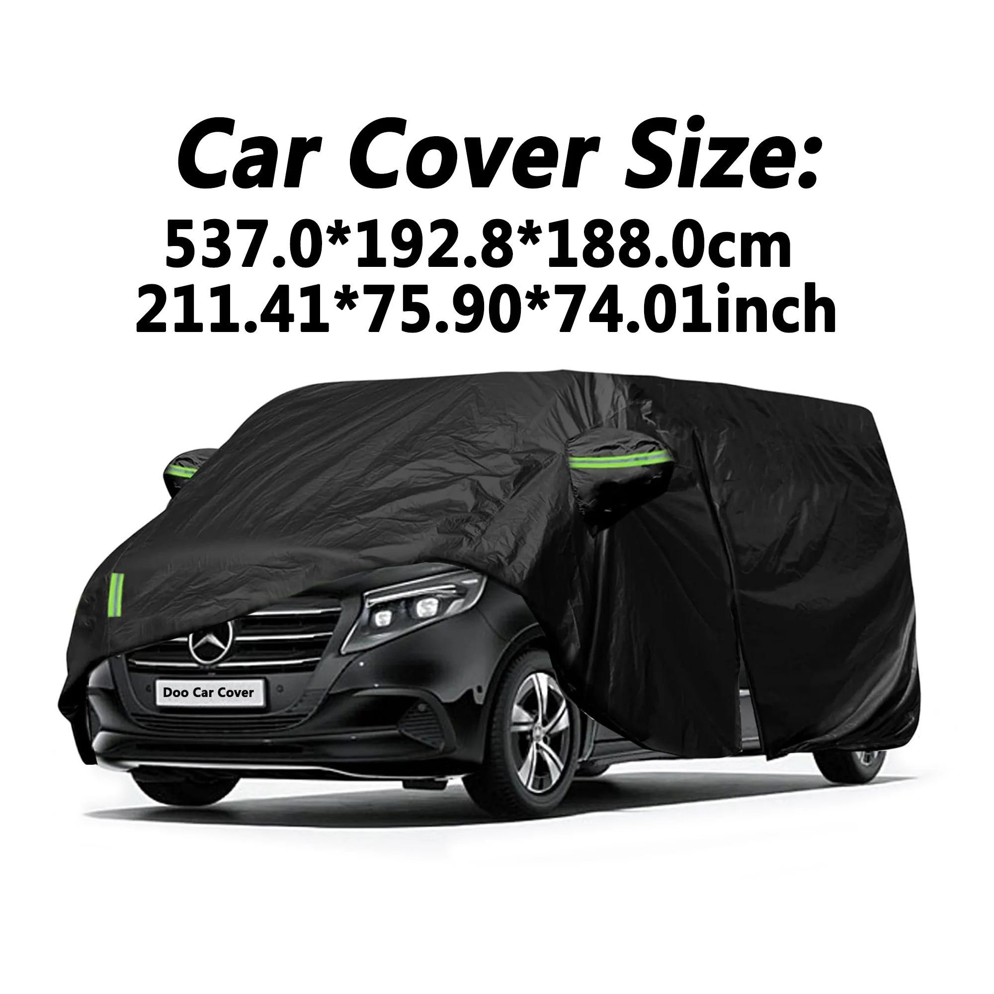 For Mercedes-Benz Vito Car Cover with Zipper Door and Windproof Strap, Uv Protection and Snow Protection, Six Reflective Strips Protect Vehicle Safety at Night, Giving Your Car More Care!
