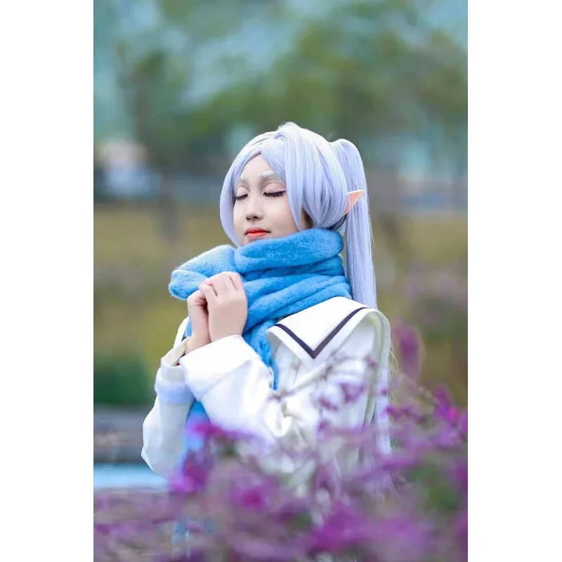 Frieren Cosplay Costume Anime Frieren Beyond Journey's End Dress Wig Sweater Coat Elf Ears Women Adult Carnival Party Mage Suit