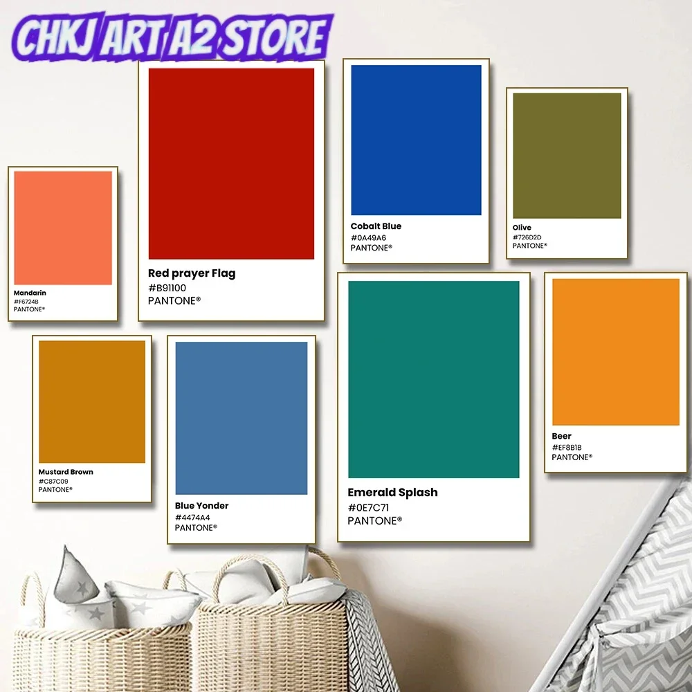 Pastel Pantone Color Blue Green Canvas Printing Wall Art Posters Nordic Aesthetics Wall Art Prints for Modern Room Home Decor
