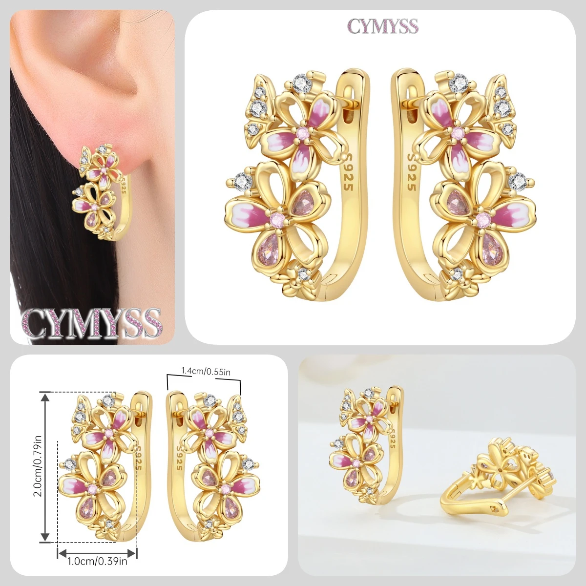 925 Sterling Silver Inlaid Zircon Butterfly Earrings Insect Element Original Design Women's Fashion Party Jewelry Gift Ear Loops S01b1b533b602493bbe1d64c99fa07a39l