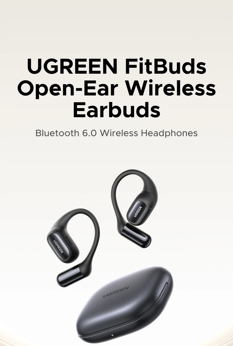 UGREEN FitBuds Open-Ear Headphones Earphones, Ear-hook TWS True-Wireless Bluetooth 6.0 Wireless Earbuds, Spatial Audio, 30H Play