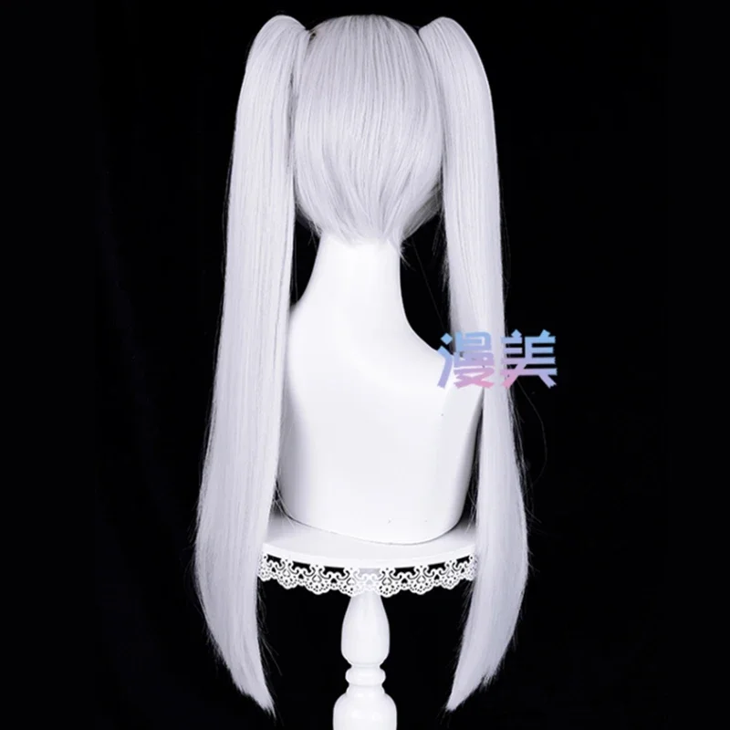 Anime Frieren Cosplay Wig 68cm Silver White Two Ponytails Heat Resistant Synthetic Hair + Wig Cap image 4