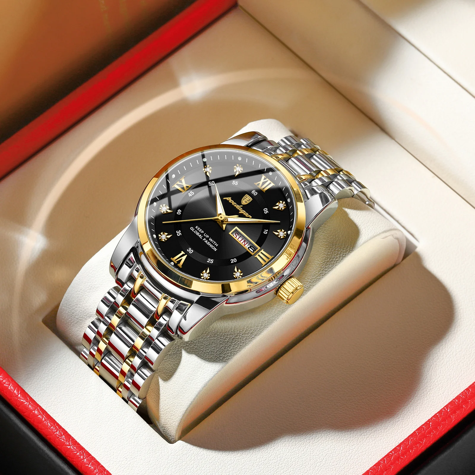 POEDAGAR Luxus Trendy Mann Armbanduhr Wasserdicht Edelstahl Leucht Männer Uhr Datum Woche Mode Quarz herren Uhren Reloj