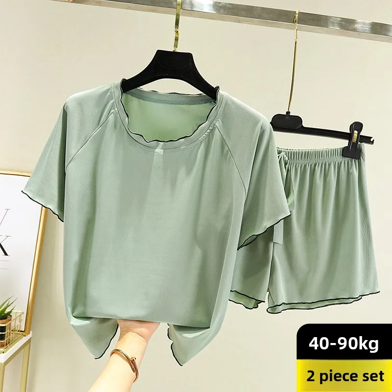 

Modal Spwear Set Women Summer Loose Thin ort Sve T-irt plus Size orts Home Two-Piece Set Comfortable Breathable