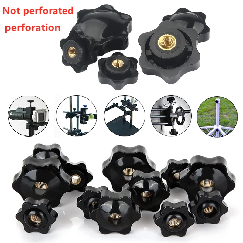

M4 M5 M6 M8 M10 M12 Plum Bakelite Hand Tighten Nuts Handle Thread Star Mechanical Black Thumb Nuts Clamping Knob Manual Nuts