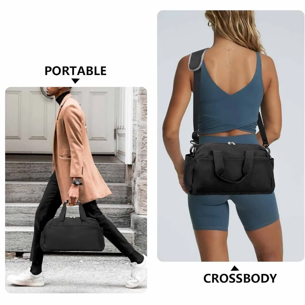 

Спортивная сумка с множеством карманов, регулируемым плечевым ремнем, отделением для влажных вещей, вместительная дорожная сумка для фитнеса и путешествий.