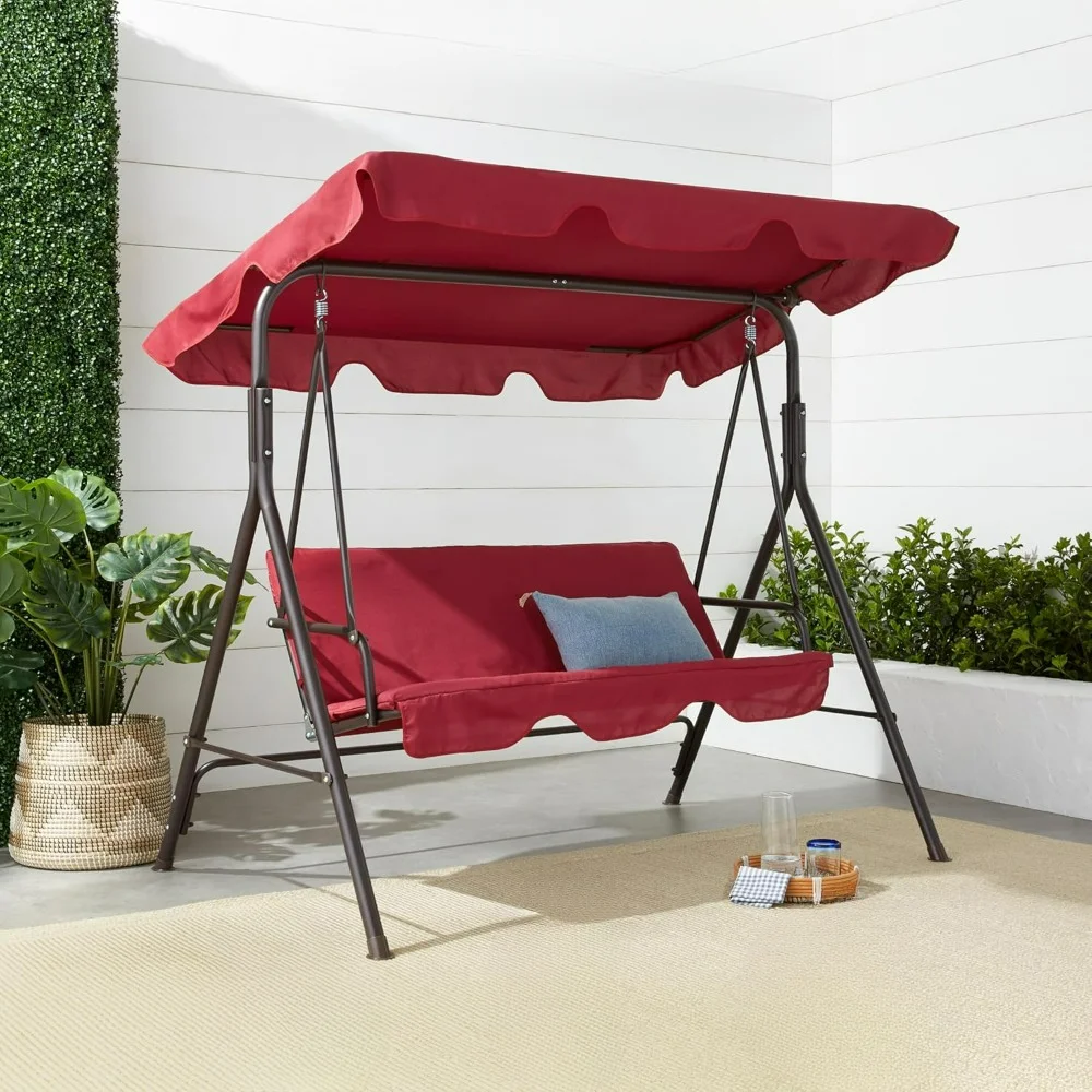 

Outdoor Patio Swing Chair, Hanging Glider Porch Bench for GardeN, Convertible Canopy, Adjustable Shade, Removable Cushions