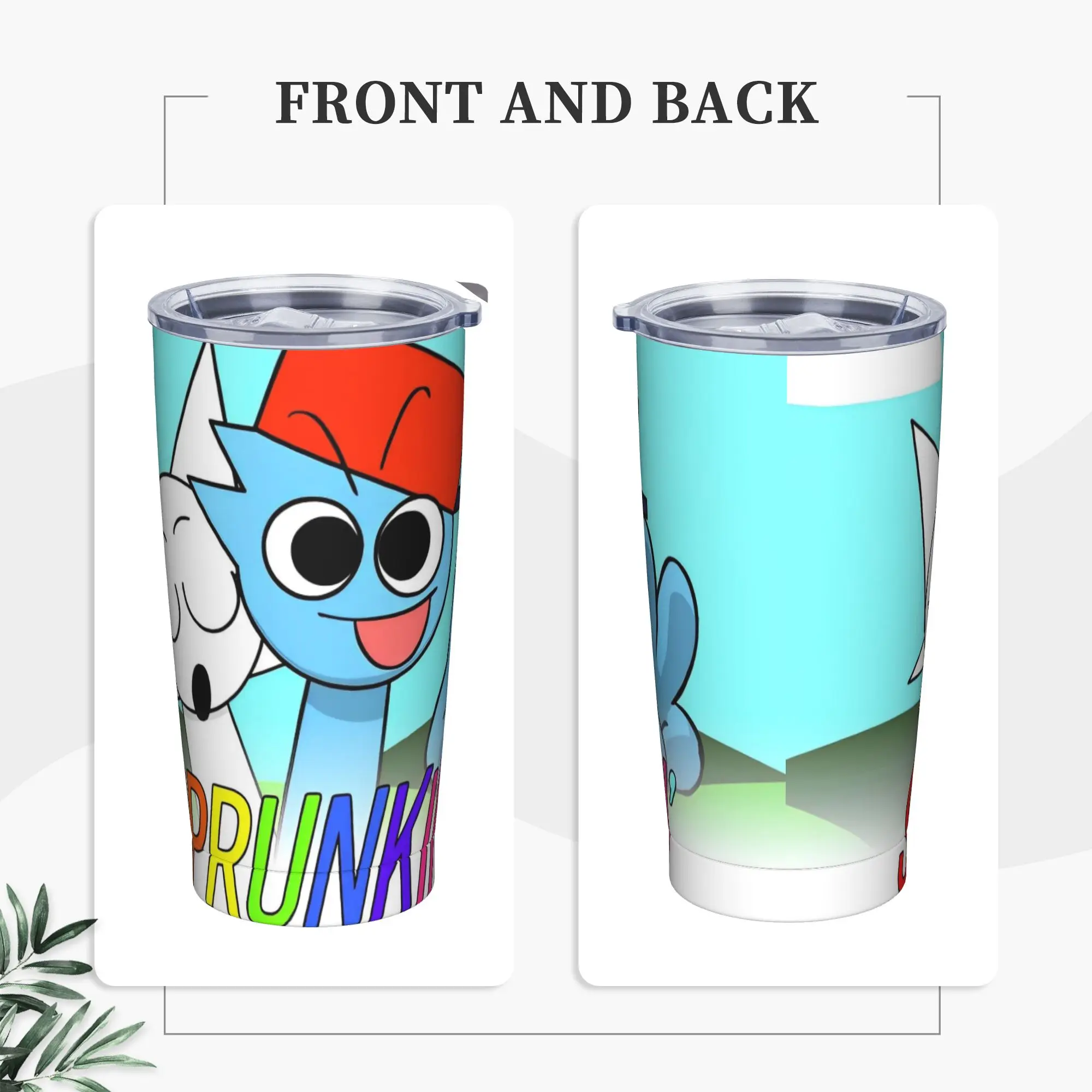 Sprunki Cartoon Anime Tumbler Vacuum Insulated  Thermal Cup with Lid Straw Double Wall Mug Water Bottle