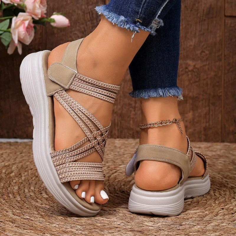 2026 Sommer Damen Römersandalen Modische Kreuzriemen-Designer-Sandalen Neue Low-Top Damen Outdoor Freizeit-Walkingschuhe 36-43 – Detail 7