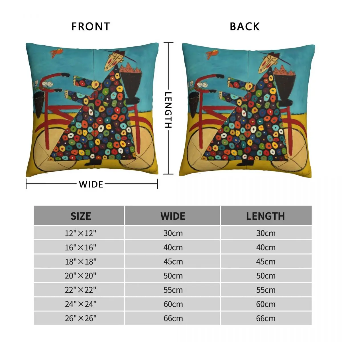 Boardwalk Bicycle Monk Square Pillowcase Polyester Linen Velvet Printed Zip Decorative Pillow Case Car Cushion Case