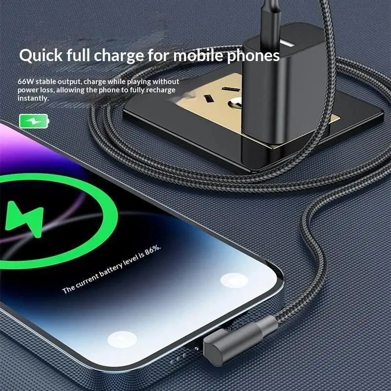90 Degree PD 60W USB C 1M Fast Charging Durable Braided Cable For Phone Type C To Type C For Gaming Travel Daily Use