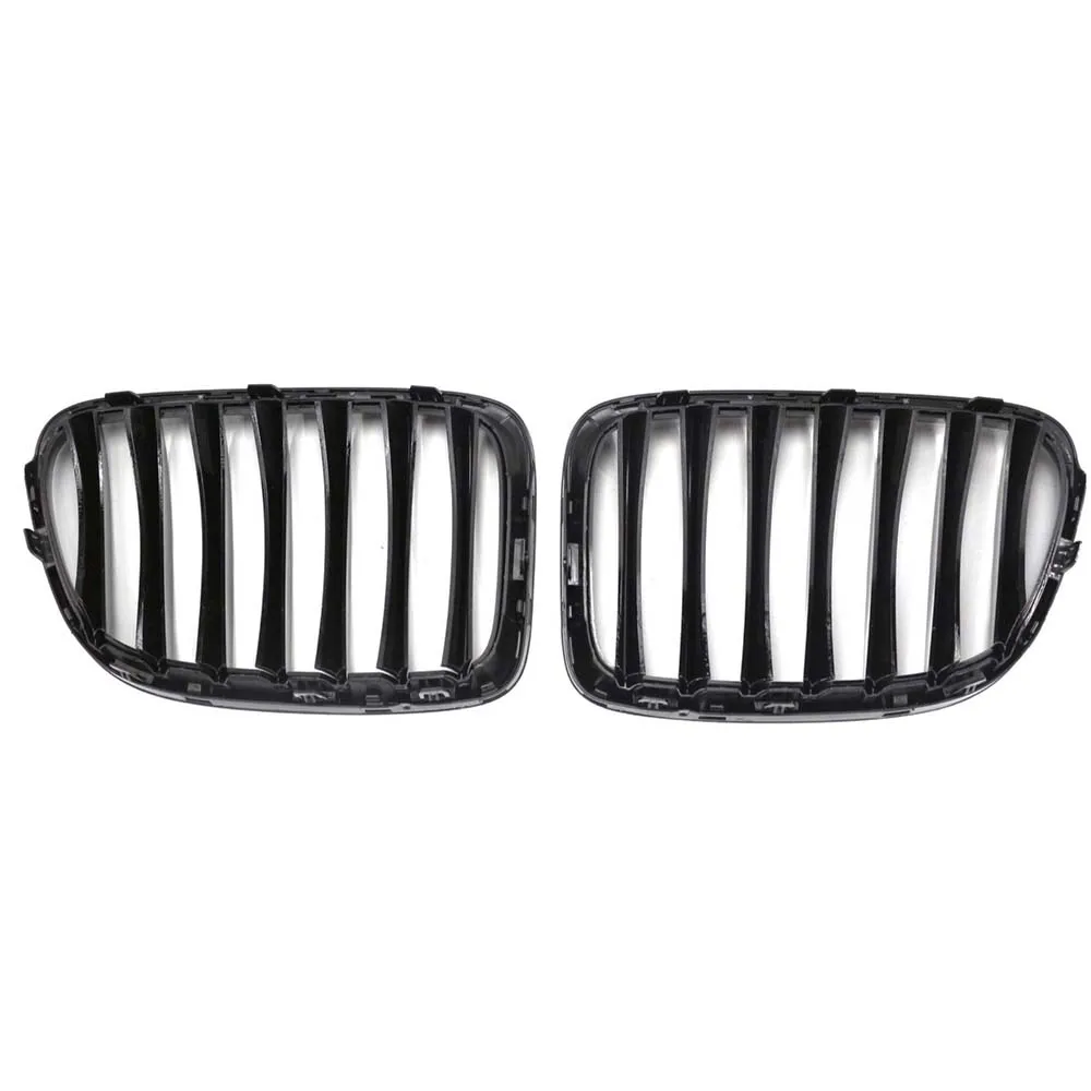 2PCS Car Front Kidney Grill Glossy Black 1 Slat Racing Grills For BMW X1 Series E84 SDrive XDrive 2009-2016 Car Accessories