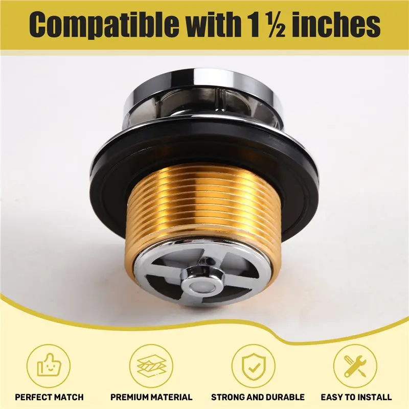 ABLN-For LDR 502 5108CP Chrome Toe Touch Bath Tub Drain Stopper With Flange And Drain Washer