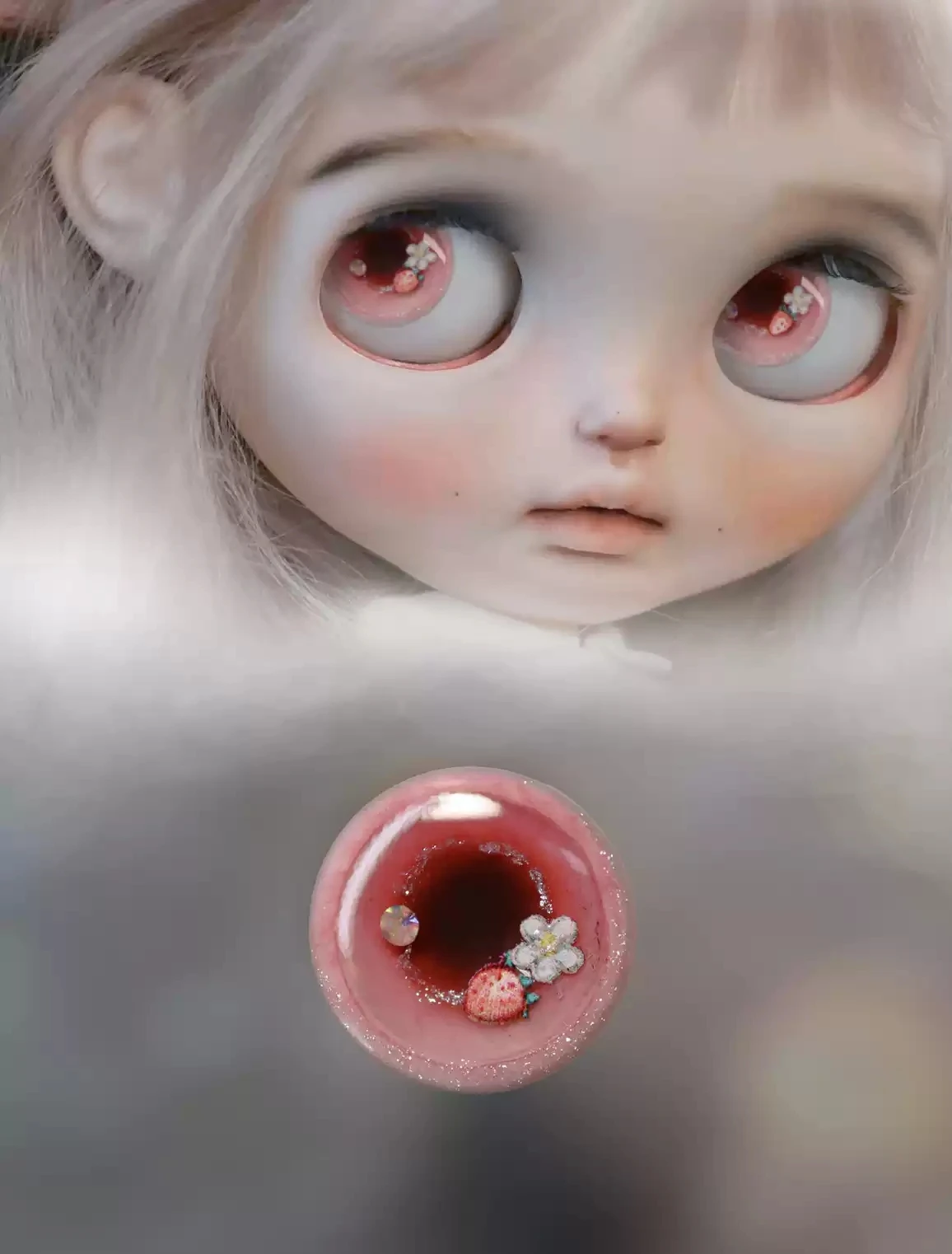 

Dula Handmade Three-dimensional glue hand engraving Strawberry sugar Magnetism Eyepiece Eye Chips Blythe Bjd Doll Accessories