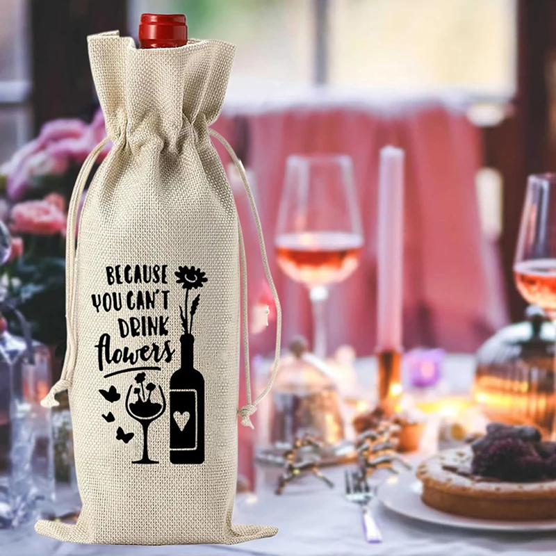 Wine Bags With Drawstring Red Wine Bottle Covers Gift Champagne Pouch Burlap Packaging Bag Wedding Party Decoration Wine Bags