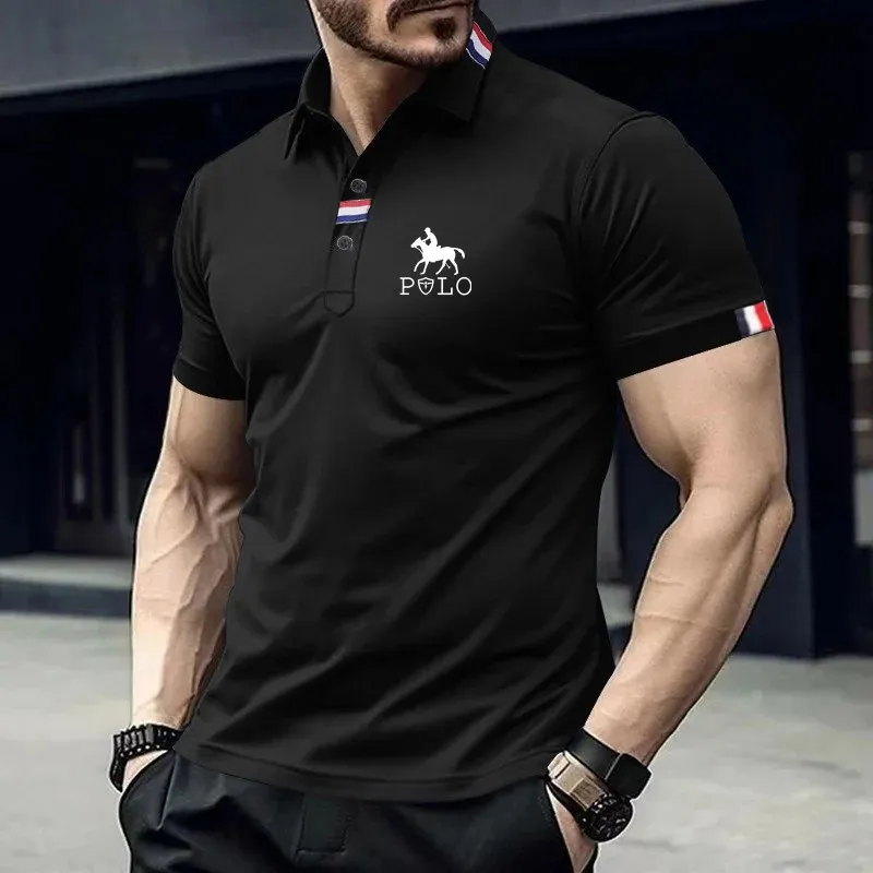 Brand new 2025 men's short sleeved polo shirt, new summer street casual fashion top