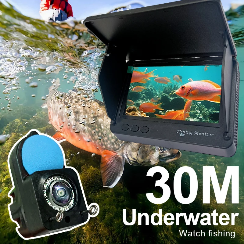 Fish Finder 4.3 Inch IPS LCD Monitor Camera Kit For Winter Underwater Ice Fishing Manual Backlight Boy/Men's Gift Night Vision