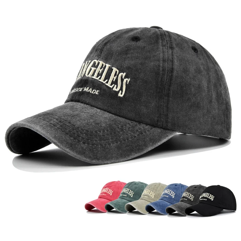 Retro Gewaschene Baumwolle Brief Stickerei Baseball Caps Frühling Sommer Männer Frauen Einstellbare Casual Hut Hip Hop Streetwear Sonnenhüte