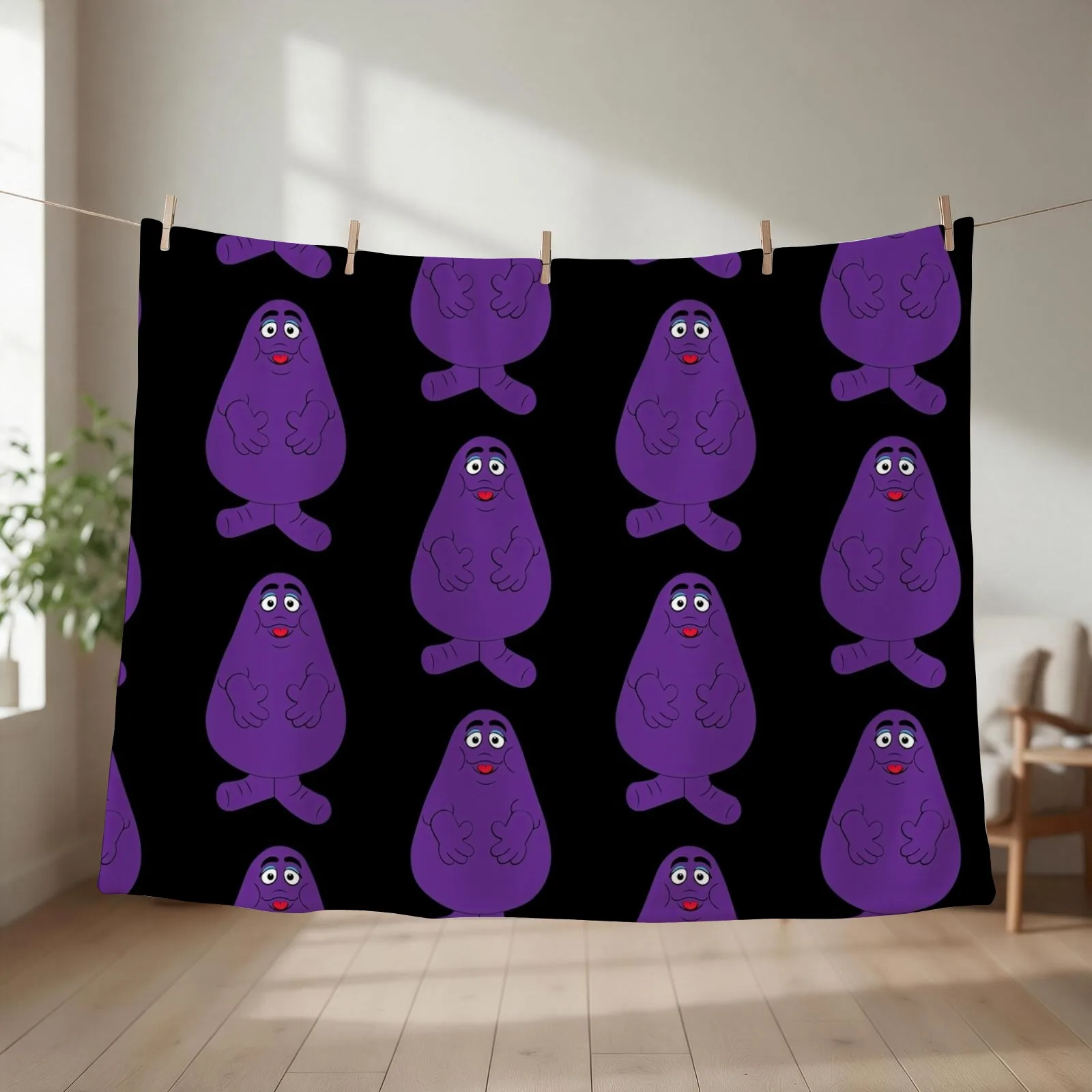 Grimace Throw Blanket couch cozy soft plush fuzzy picnic outdoor blanket