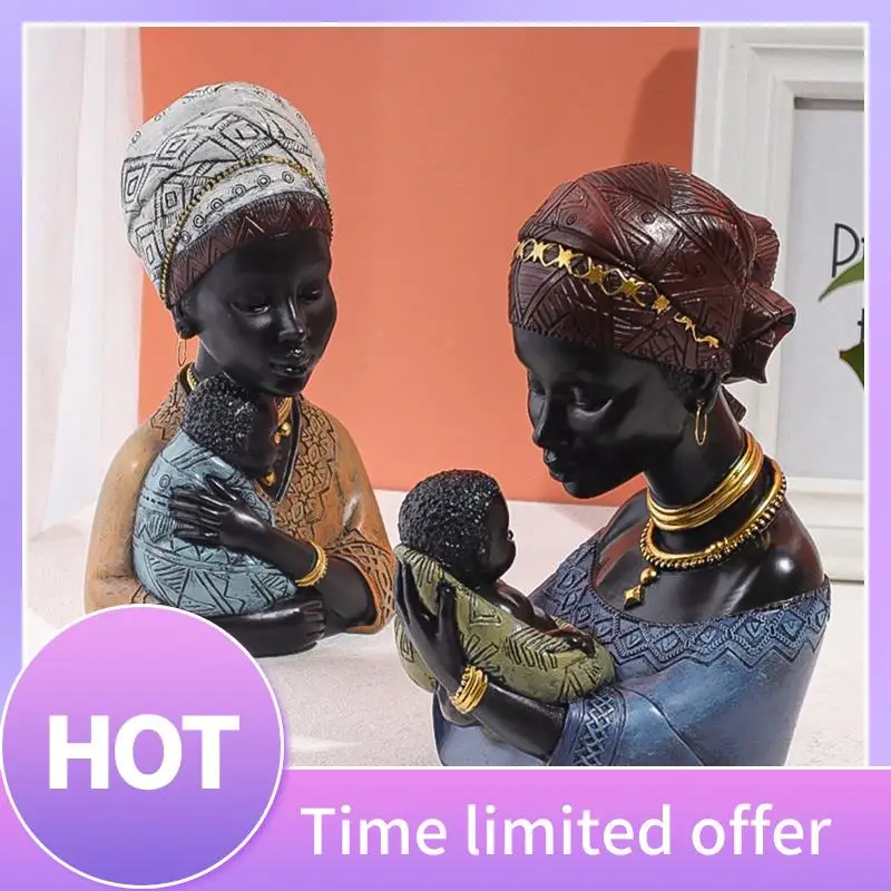 

B69C Home Decor,African Art Sculpture,African Decor, Woman And Son Statue, Perfect For Living Room Tabletop Decoration