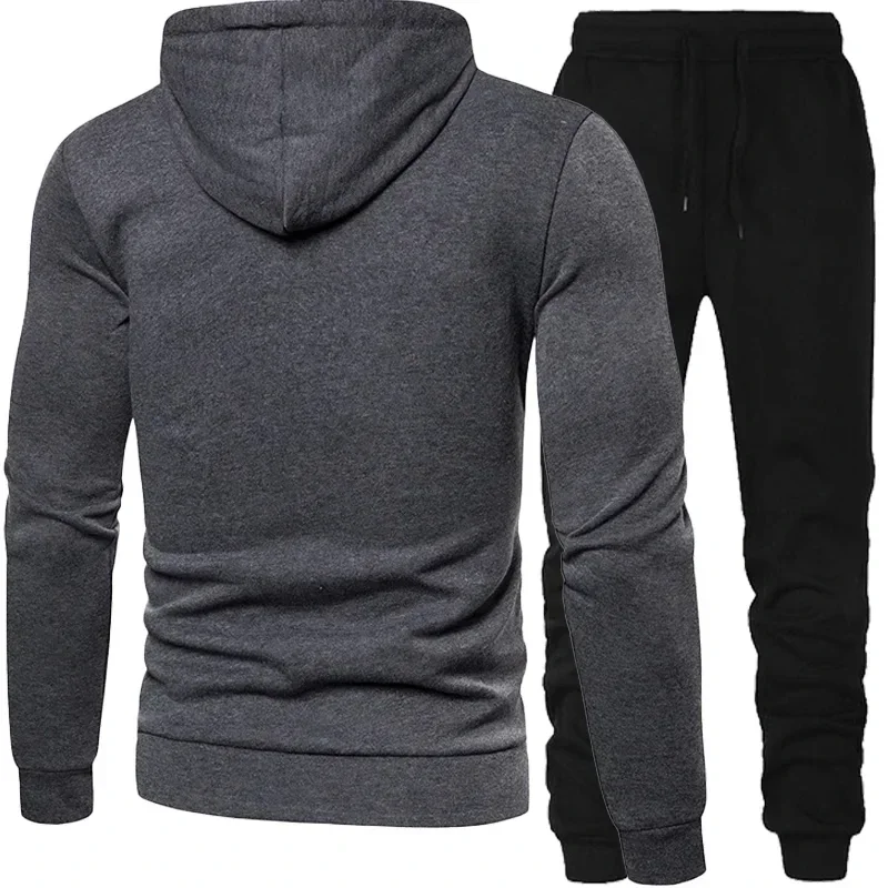 New spring and autumn men's hoodie set, fashion outdoor jogging fitness men's casual jacket + sweatpants two-piece set