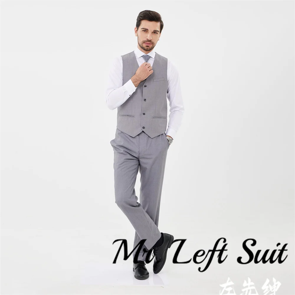 White Mens Suits Slim Fit 3 Piece Tuxedo Suit One Button Solid Prom Wedding Party Blazer Vest Pants Set trajes para hombre