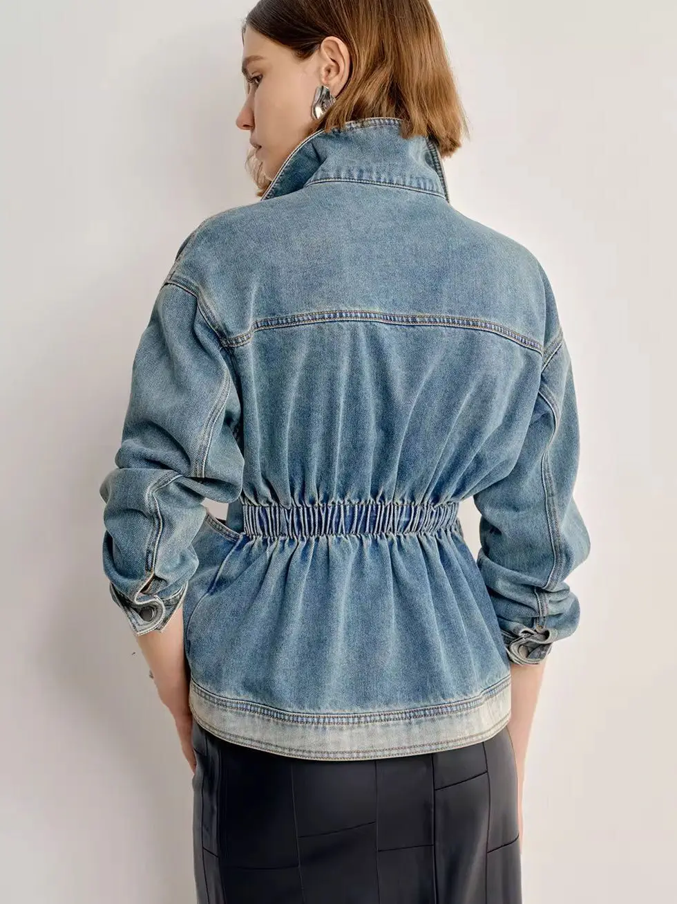 معطف ربيعي وخريفي بتصميم عتيق من قماش الدنيم المغسول لعام 2025 سترة جديدة صغيرة فضفاضة غير رسمية jaqueta feminino jens #6