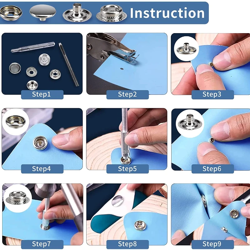 100pcs 15mm Snap Kit - 25 Sets Marine Grade Snap Fastener Stainless Steel Snap Buttons for Boat Cover,Sewing Leather ,Canvas