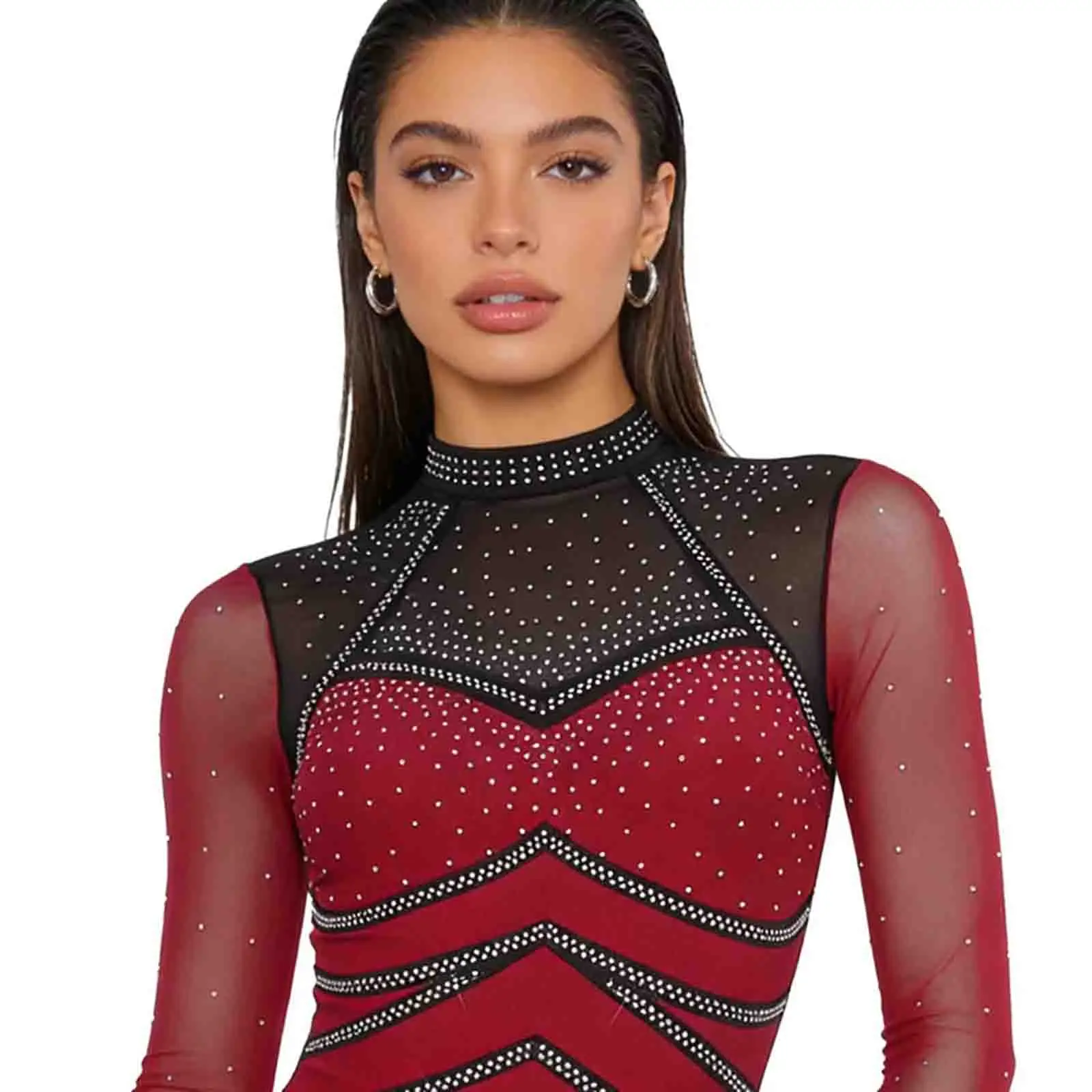 Frauen Lyrical Sheer Stretchy Ballett Eiskunstlauf Dance Performance Body Langarm High Cut Atmungsaktive Bühne Dance Outfit