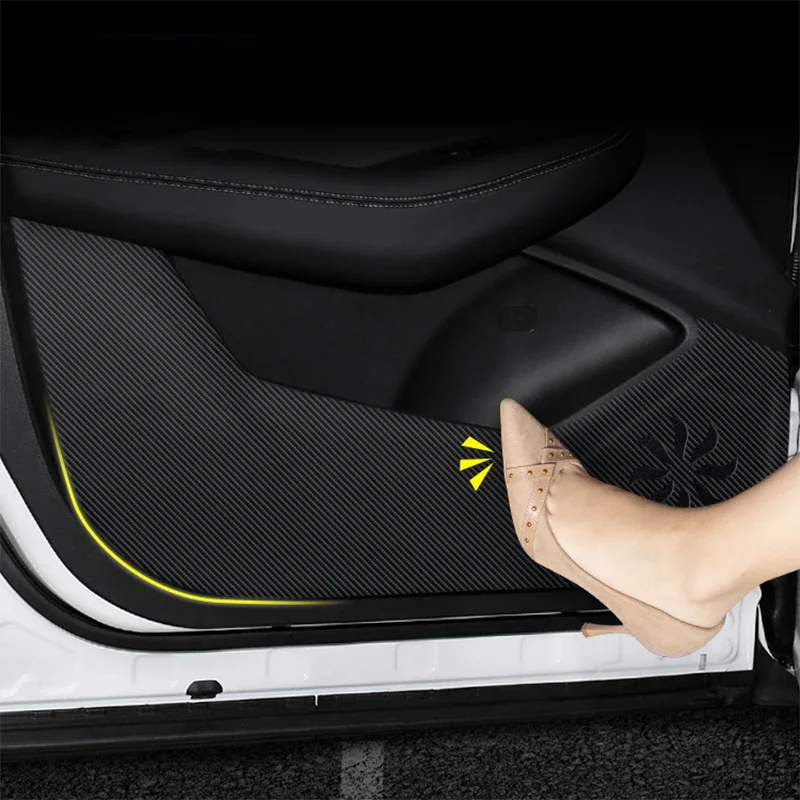 

Car Door Anti Kick Pad Carbon Fiber Leather Texture Anti Dirt Protective Sticker Accessories Fit For Changan CS85 2021 2022 2023