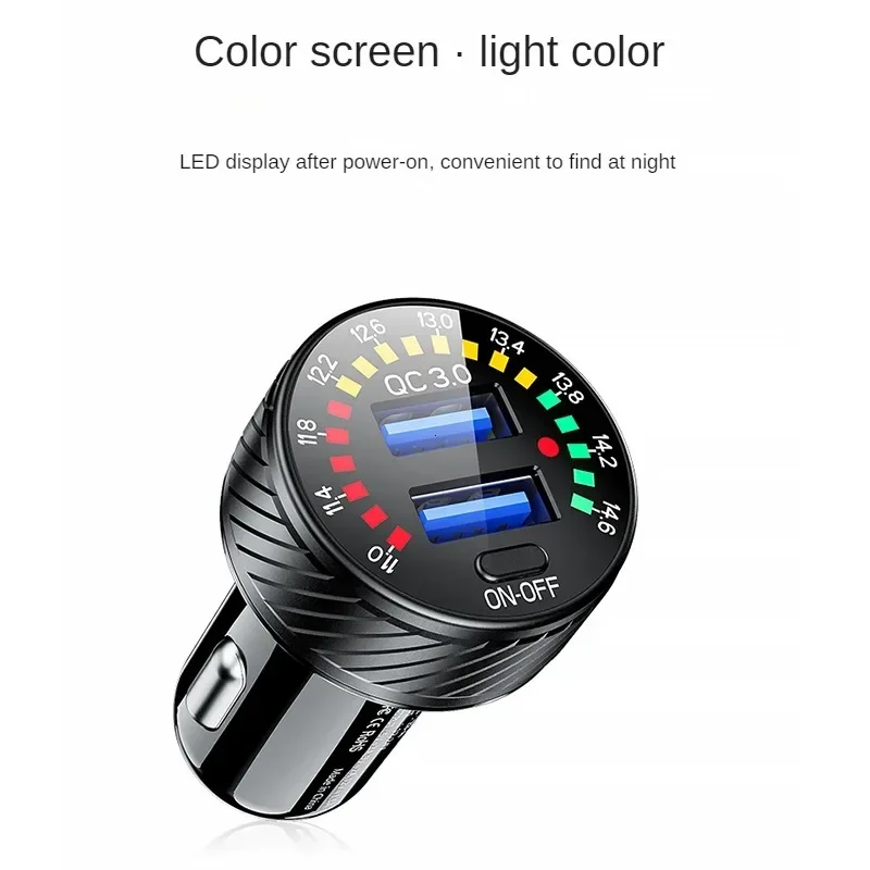 5pcs12 24V Caricabatteria per auto doppio USB QC 3.0 Impermeabile 18W Ricarica rapida Marquee Light LED Voltmetro ON OFF Interruttore Caricabatteria per auto