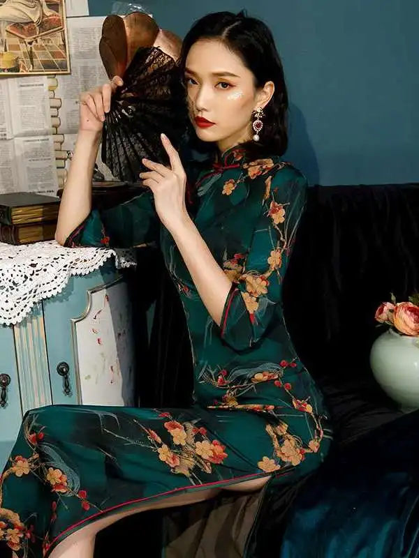 

Retro Modified Version Dr for Young Girls Old Sle Retro Faion Polyester Fabric Spring Season Ladies' Clothing