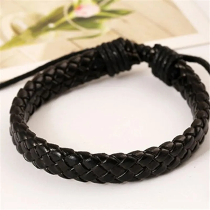 Black/Brown Braided PU Leather Cord Rope Thread Strap for Men Women Leather Necklace Making Crafts Wrapping Bracelet Accessorie