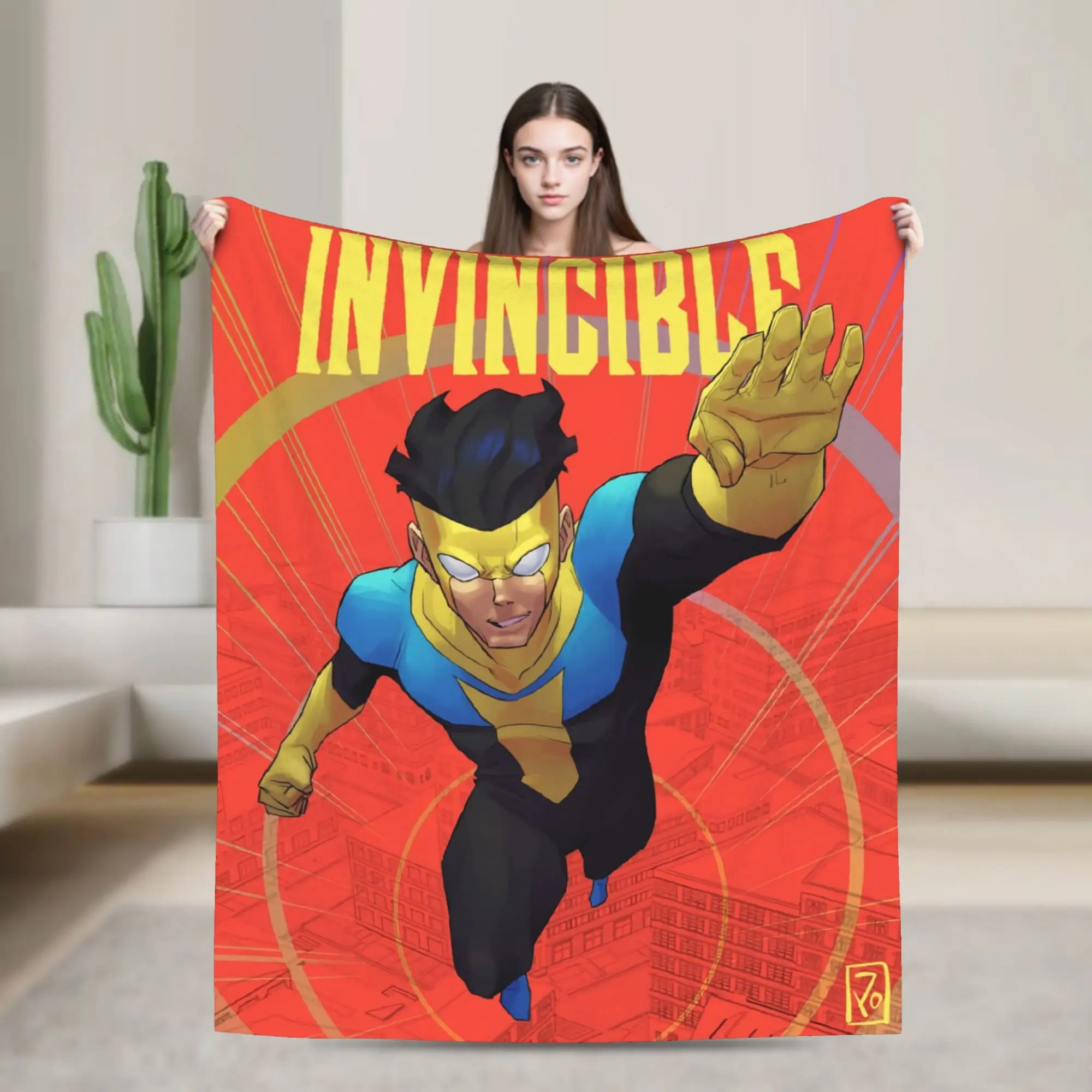 Warm BlanketsBoy Girl Decorative I-Invincible-S Throw Blanket  Flannel Bedspread For Couch Bed Novelty Sofa Bed Cover