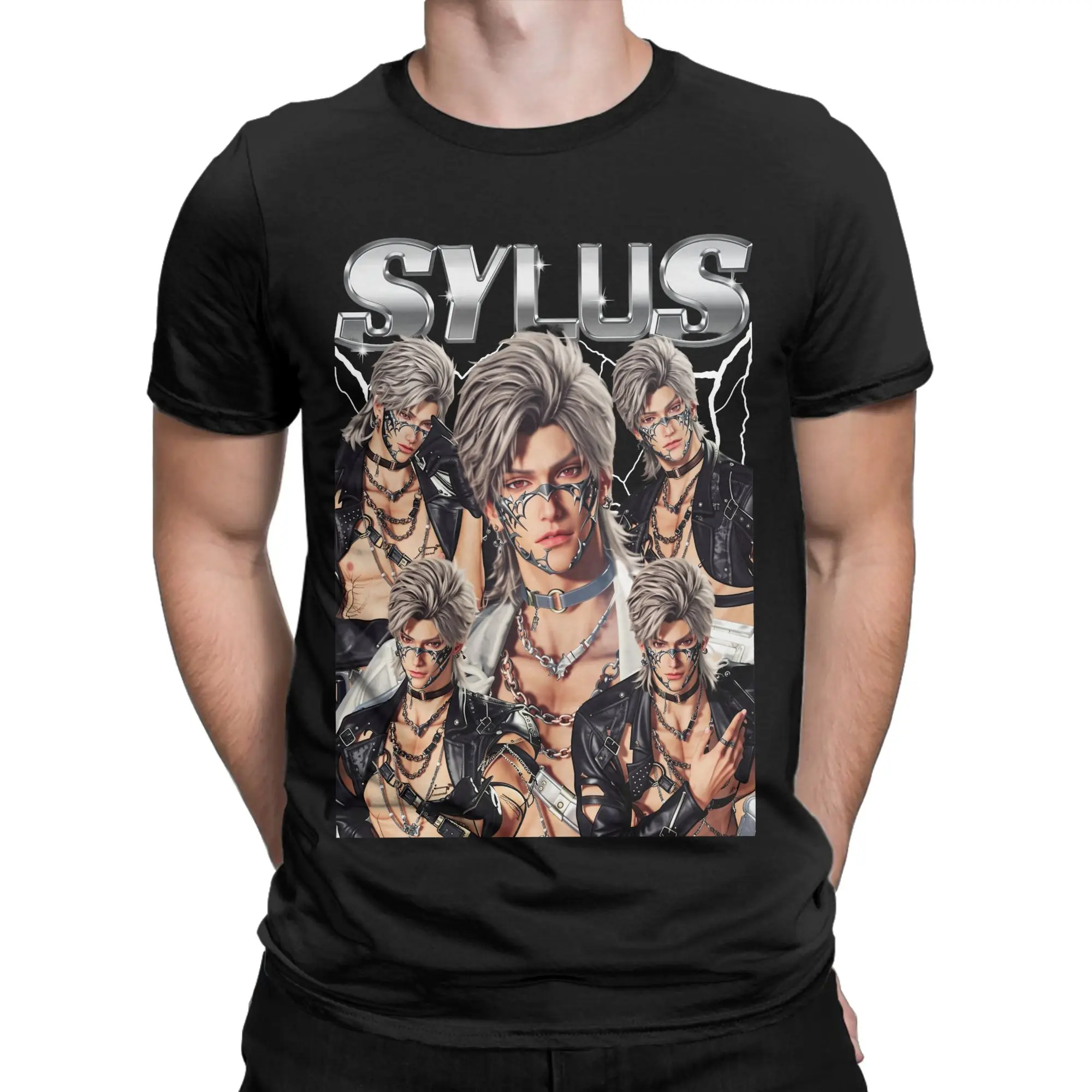 Men T-Shirt Silver Sylius Gang Novelty Pure Cotton Tee Shirt Short Sleeve Love And Deepspace  T Shirt O Neck Clothes 4XL 5XL