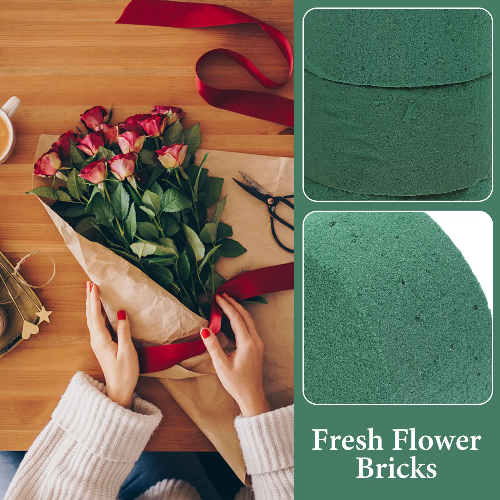 8 Uds. De ladrillos duraderos de flores frescas, bloques de espumas florales DIY fáciles de usar para eventos especiales, Base de barro de flores, espumas florales