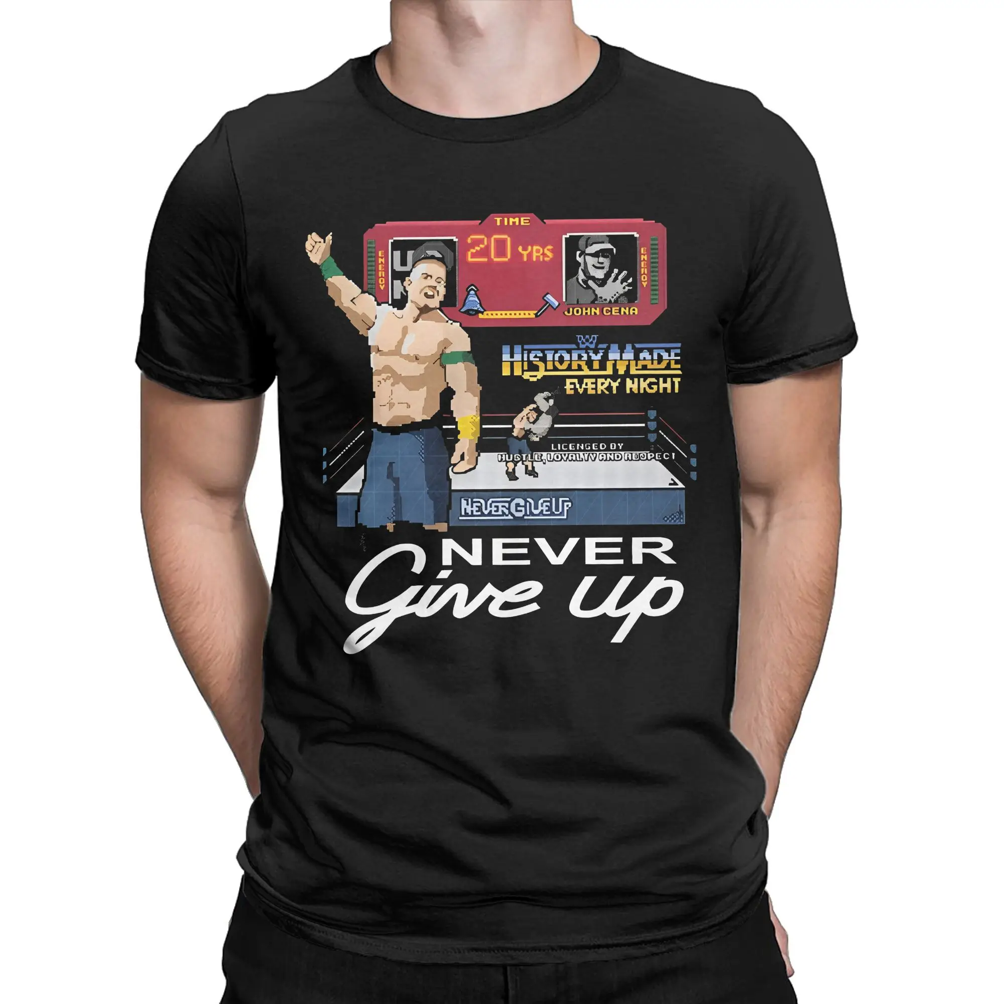 Casual John Wrestling Cena 20 Years Never Give Up T-Shirt for Men Pure Cotton T Shirt 2025 Farewell Tour Tee 4XL 5XL Clothing