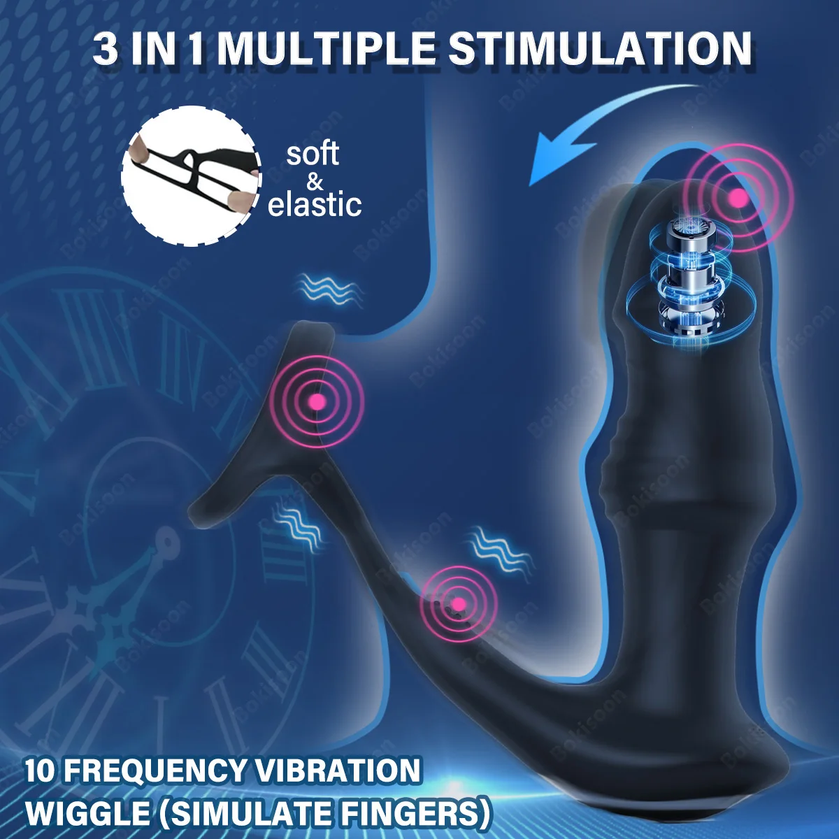Bokisoon Prostate Massager Anal Vibrator 9 Wiggling Thrusting with Cock Ring Butt Plug Remote Control Sex Toys P Sport Massager - Image 4
