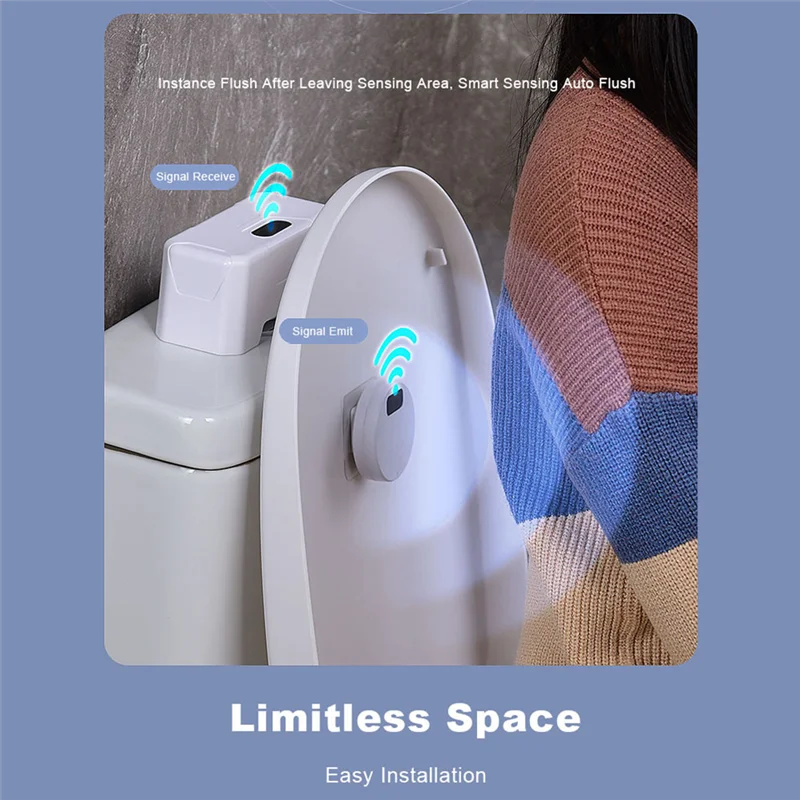 Botón de descarga automático para inodoro + transmisor inalámbrico, Sensor inteligente para inodoro, Sensor recargable