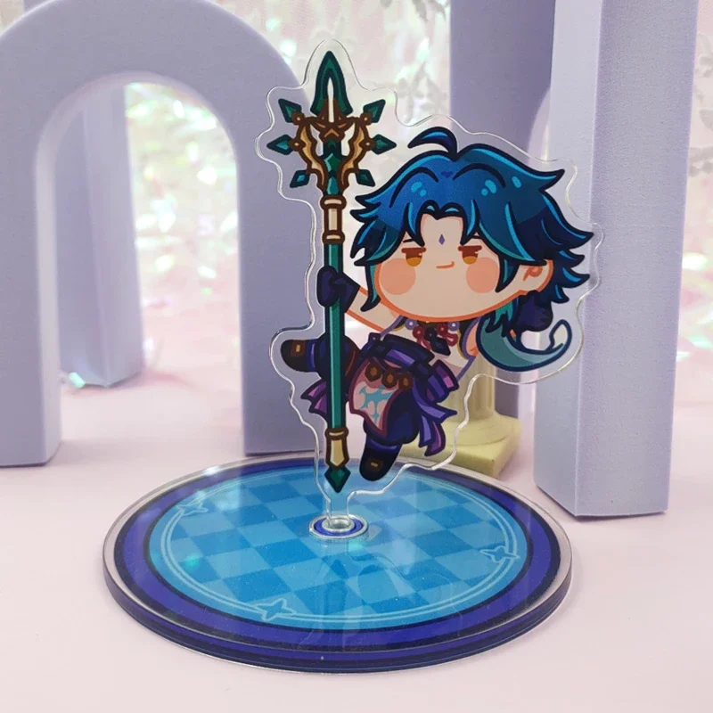 Juego Genshin Impact Xiao Zhongli Tartaglia Plug Stand decoración rotación Cosplay doble escena modelo acrílico dibujos animados