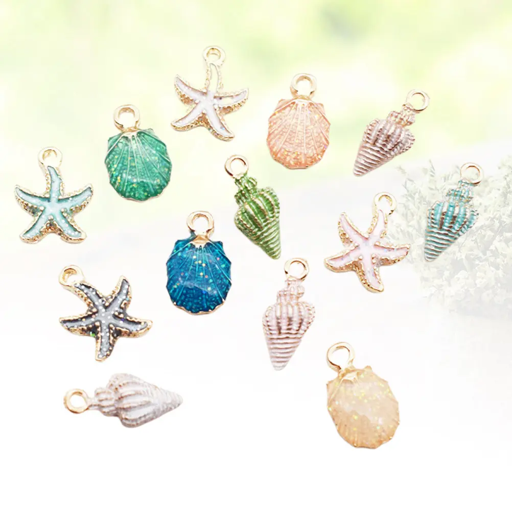 

2Sets DIY Pendant Set Shell Pendants Ocean Theme Jewelry Making Supplies Durable Alloy Craft Gifts 15 Pieces DIY Pendant