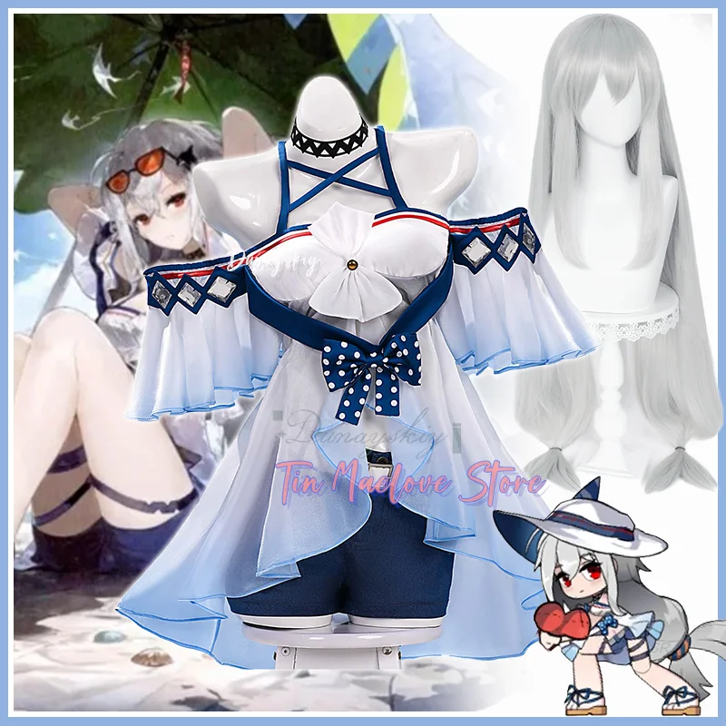 

Купальник Skadi, костюм для косплея, парик, топ, шорты, шляпа, игра Arknights, полный комплект, вечерние костюмы на Хэллоуин для женщин, карнавальный костюм, аксессуары