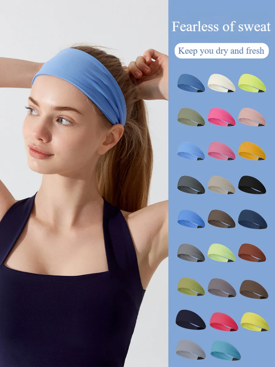 

Nonslip Wide Yoga Headband for Women Sweat Wicking Workout Head Wrap, Gym Running Fitness Stretchable Bandana