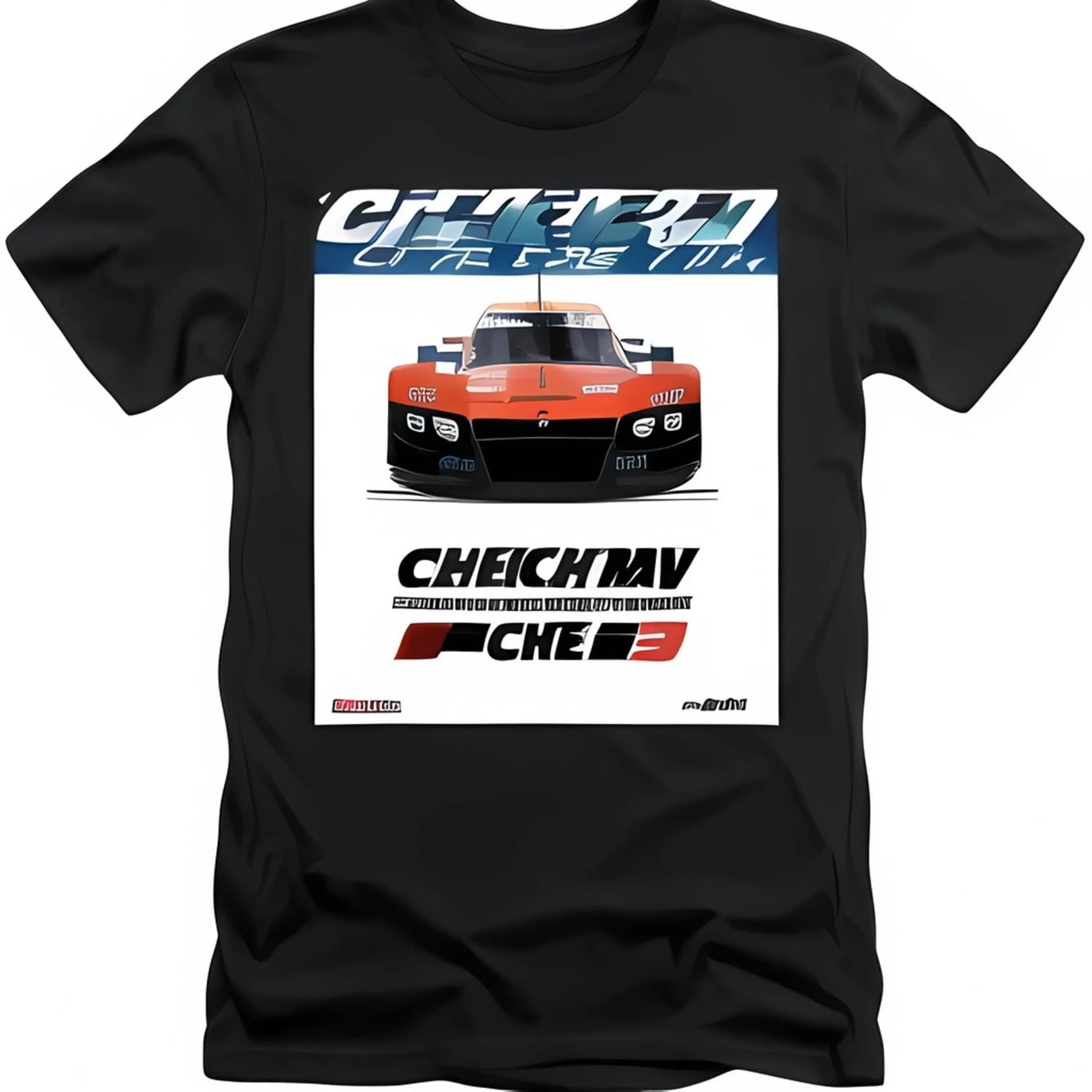 

Men's Black T-shirt with CHEICHMAV Graphics in Red and Black Racing Design