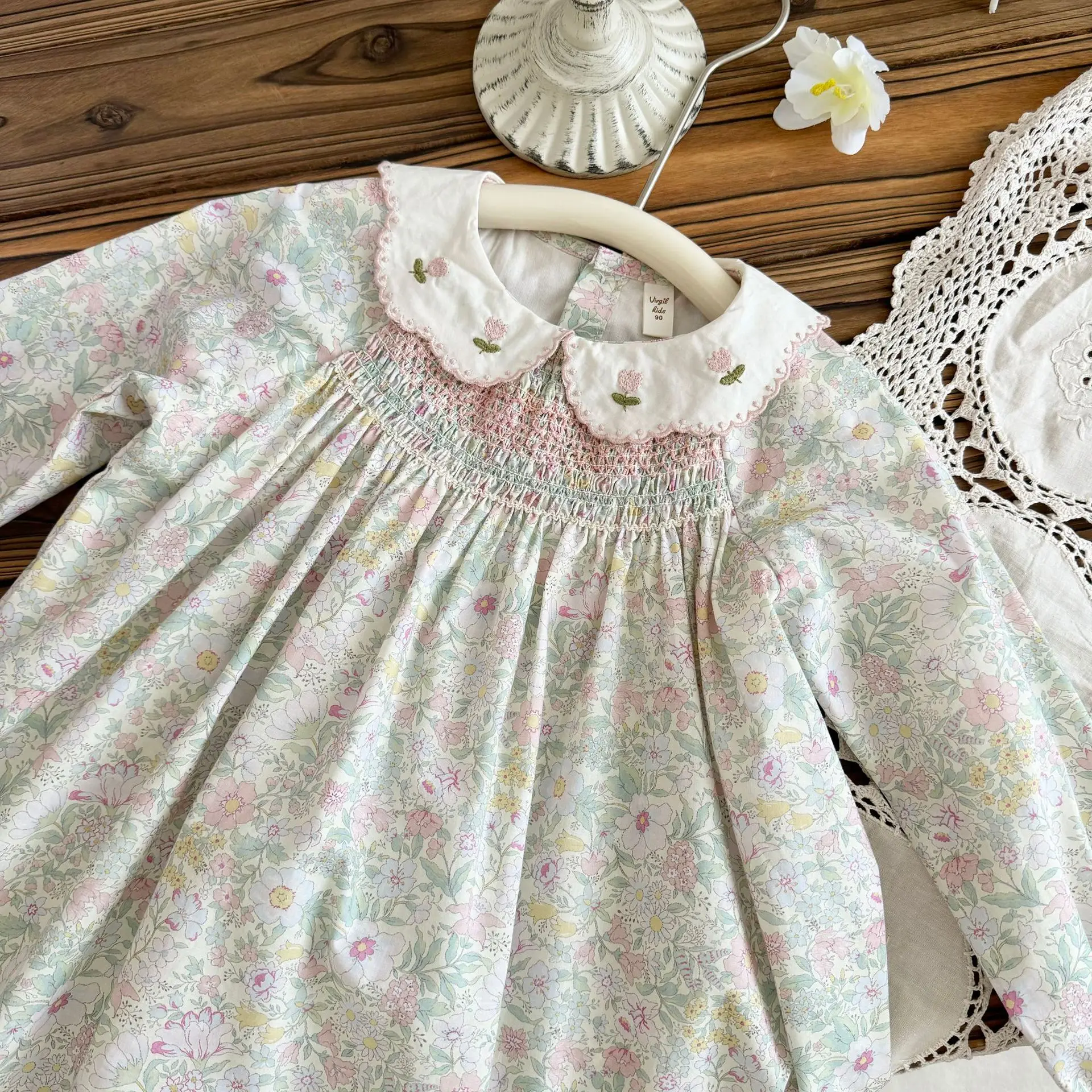 

Новая детская одежда Darcoo Baby 2026, корейское детское платье с цветочным принтом, платье с длинными рукавами для девочек, детское платье с цветочным принтом, От 2 до 8 лет